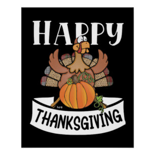 GLÜCKLICH DANKSGIVING lustiger Erntedank Poster