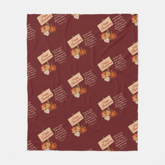 GLÜCKLICH DANKSGIVING Pumpkin Fall Herbst Blätter  Fleecedecke (Vorderseite)