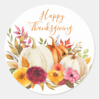 GLÜCKLICH DANKSGIVING WATERCOLOR PUMPKIN GARDEN RUNDER AUFKLEBER
