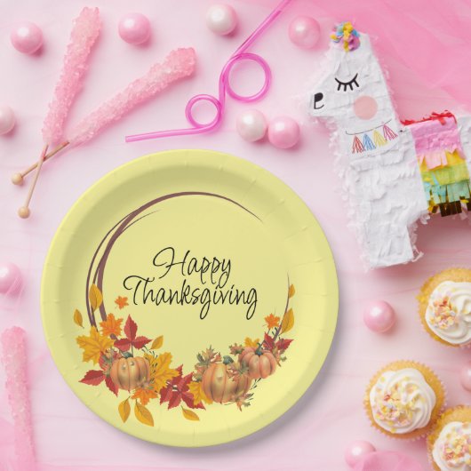 GLÜCKLICH DANKSGIVIVING Herbst Farben Pumpkins Wre Pappteller (Party)