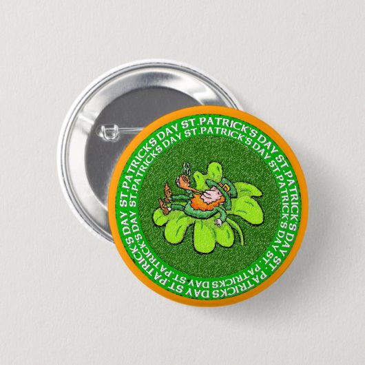 Glücklich der Leprechaun Button (Vorne & Hinten)