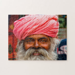 Glücklich draußen in Indien Puzzle