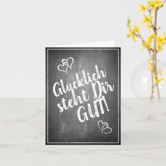 Glücklich, du Arsch! - im Kreidetafelstil Karte (Gelbe Blume)