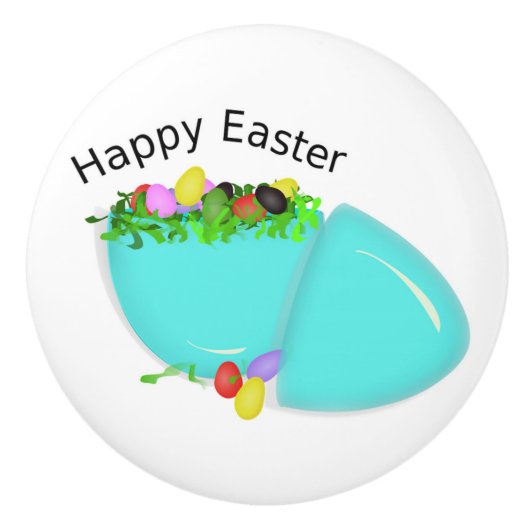 "GLÜCKLICH EASTER" EGG KERAMIKKNAUF (Vorderseite)