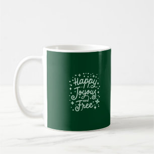 Glücklich, fröhlich, frei, dankbar, Weihnachten Kaffeetasse