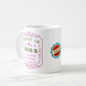 Glücklich Geburtstag 2003 Name Datum Vintag rosa Kaffeetasse (Vorderseite Links)