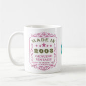 Glücklich Geburtstag 2003 Name Datum Vintag rosa Kaffeetasse (Links)