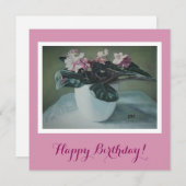 Glücklich Geburtstag hübsche rosa Veilchen Blumenk (Vorne/Hinten)