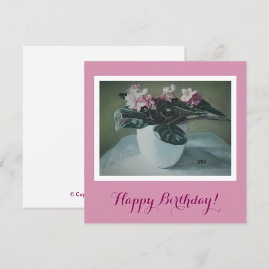 Glücklich Geburtstag hübsche rosa Veilchen Blumenk (Vorne/Hinten)