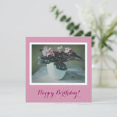 Glücklich Geburtstag hübsche rosa Veilchen Blumenk (Stehend Vorderseite)