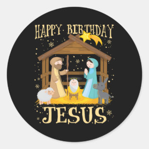 Glücklich Geburtstag Jesus Matching Familie Xmas P Runder Aufkleber