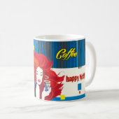 GLÜCKLICH GEBURTSTAG! Schöne Modefrau POP-ART Kaffeetasse (VorderseiteRechts)