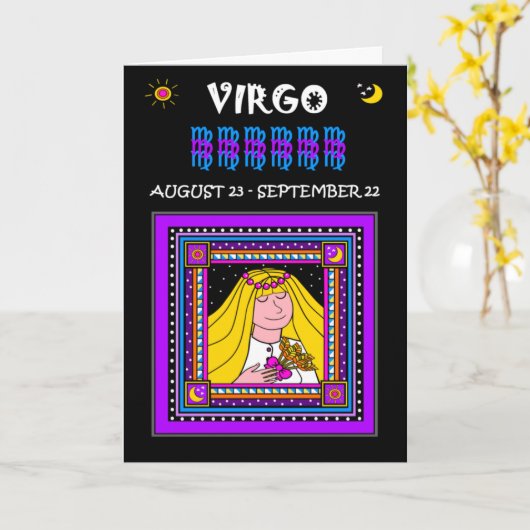 GLÜCKLICH GEBURTSTAG VIRGO! KARTE (Gelbe Blume)