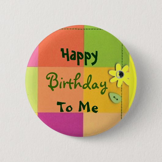 Glücklich, Geburtstag, zu mir Button (Vorderseite)