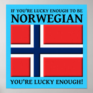 Glücklich genug, um ein norwegisches Poster-Schild Poster