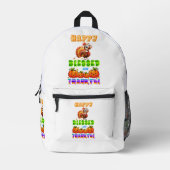 Glücklich Gesegnet Und Dankbar Bedruckter Rucksack (Vorderseite)