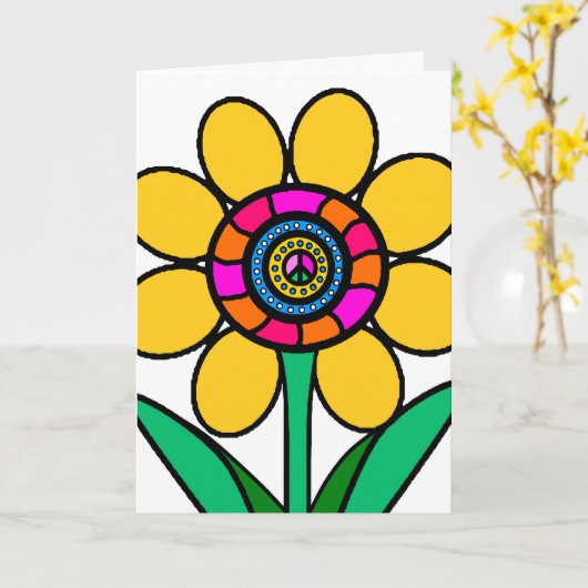 GLÜCKLICH, GLÜCKLICH, FRIEDLICHER GEBURTSTAG! KARTE (Gelbe Blume)