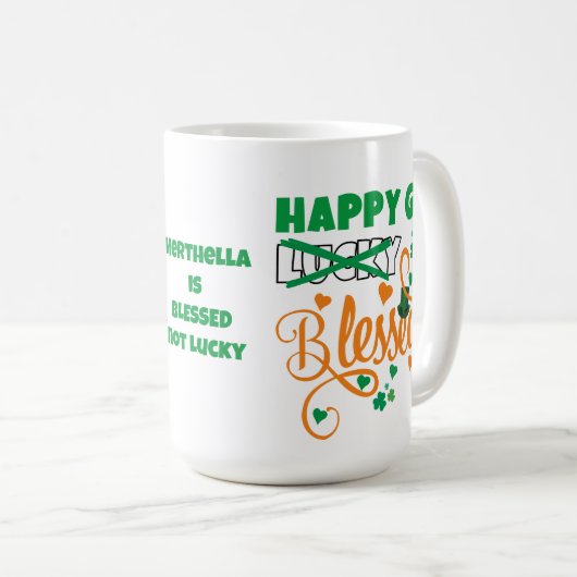GLÜCKLICH GO Lucky BLESSED Personal St Patrick's D Kaffeetasse (VorderseiteRechts)