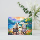 Glücklich haben wir jeden Otter Postkarte (Stehend Vorderseite)