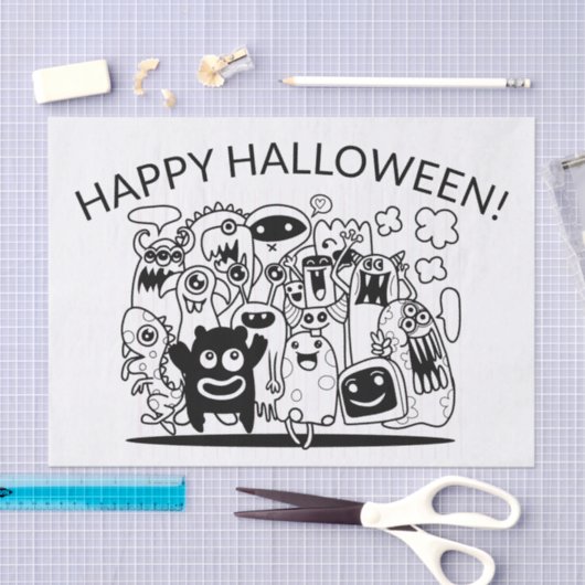 GLÜCKLICH HALLOWEEN! ZEICHENpapier für HAPPY MONST Seidenpapier (Handwerk)