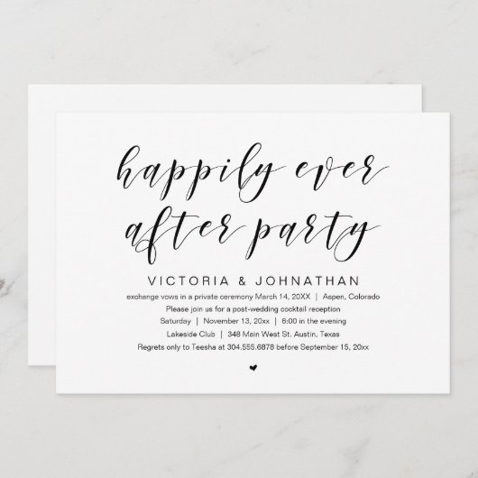 Glücklich immer danach, Hochzeitsfeier-Party Einladung (Vorne/Hinten)