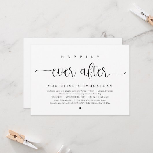 Glücklich immer danach, Hochzeitsfeier-Party Einladung (Vorderseite/Rückseite Beispiel)