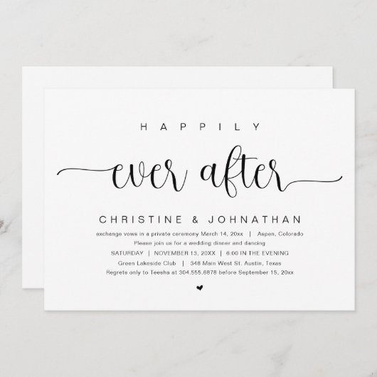 Glücklich immer danach, Hochzeitsfeier-Party Einladung (Vorne/Hinten)