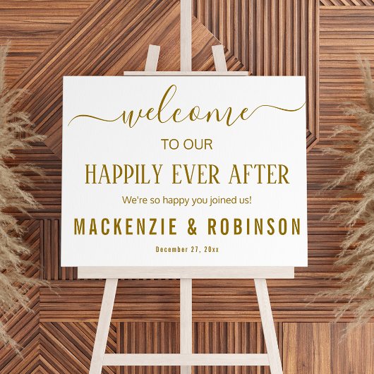 Glücklich immer danach: Mattierte Hochzeitswillkom Acrylschild