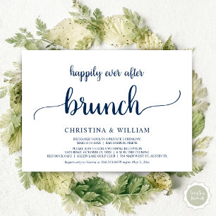 Glücklich immer nach Brunch, Elopement, Navy Blue Einladung