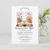 Glücklich immer nach dem Brautparty "Buch und Ring Einladung (Stehend Vorderseite)