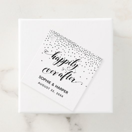 Glücklich immer nach dem Herzen und Silver Confett Geschenkanhänger (Beispiel)