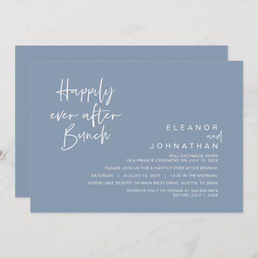 Glücklich immer nach dem Hochzeitsbrunch, dumm bla Einladung (Vorne/Hinten)