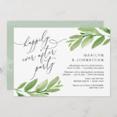 Glücklich immer nach dem Party, Elopement, Grün Einladung (Vorne/Hinten)