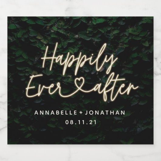 Glücklich immer nach der Hochzeitsfeier Schaumweinetikett (Einzelnes Label)