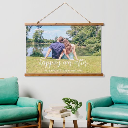 glücklich immer nach ein paar Fotos Wandteppich Mit Holzrahmen (Wohnzimmer)