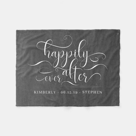 glücklich immer nach Hochzeit Fleecedecke (Vorderseite (Horizontal))