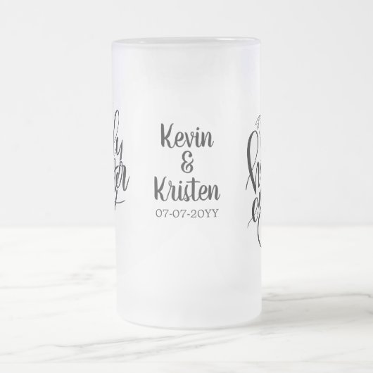 glücklich immer nach Hochzeit Mattglas Bierglas (Mittel)