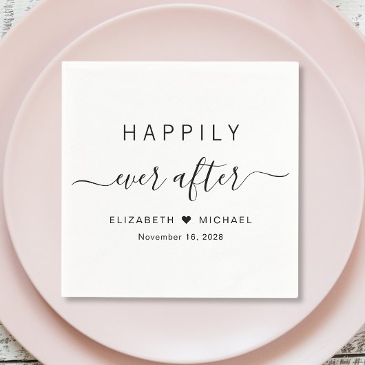 glücklich immer nach Hochzeit Serviette