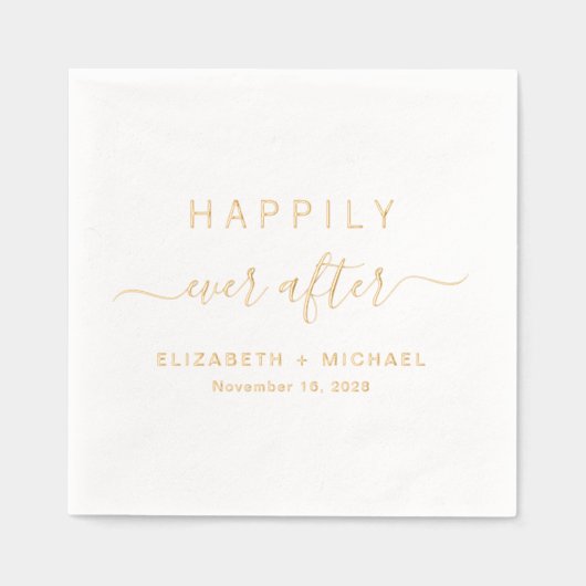 glücklich immer nach Hochzeit Servietten Mit Folie (Vorderseite)
