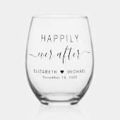 glücklich immer nach Hochzeit Weinglas Ohne Stiel (Vorderseite)