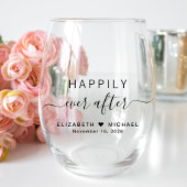 glücklich immer nach Hochzeit Weinglas Ohne Stiel
