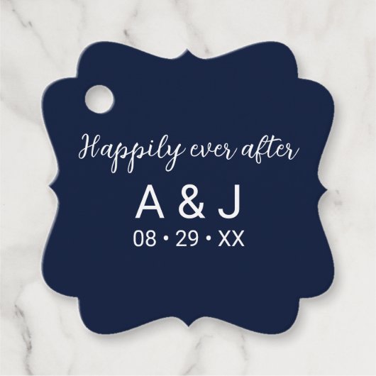glücklich immer nach Navy Blue White Geschenkanhänger (Vorderseite)