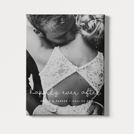 Glücklich immer nach niedlichem skurrilen Hochzeit Leinwanddruck