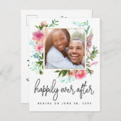 glücklich immer nach Save the Date Foto Ankündigungspostkarte (Vorne/Hinten)