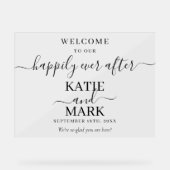 Glücklich immer nach schwarz Willkommen transparen Acrylschild (Vorderseite)