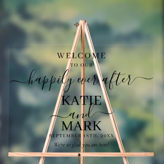 Glücklich immer nach schwarz Willkommen transparen Acrylschild (Neutral)