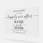 Glücklich immer nach schwarz Willkommen transparen Acrylschild (Winkel)