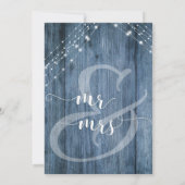 glücklich immer nach w/ rustikal blaues Holz & Lic Einladung (Rückseite)