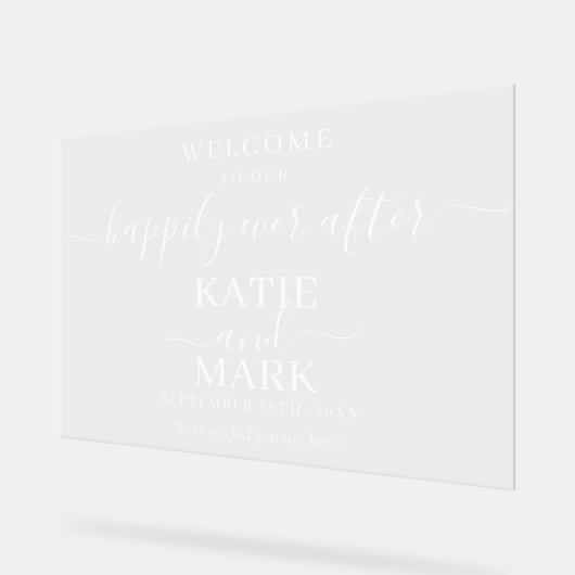 Glücklich immer nach Weiß willkommen transparent Acrylschild (Winkel)