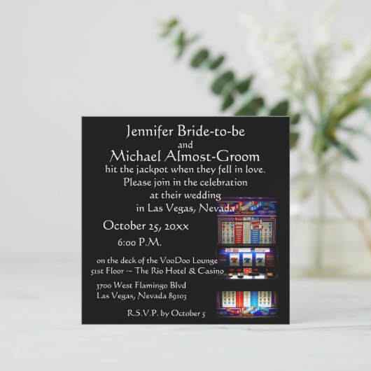 Glücklich in der Liebe-Las- Vegaskasino-Hochzeit Einladung (Stehend Vorderseite)